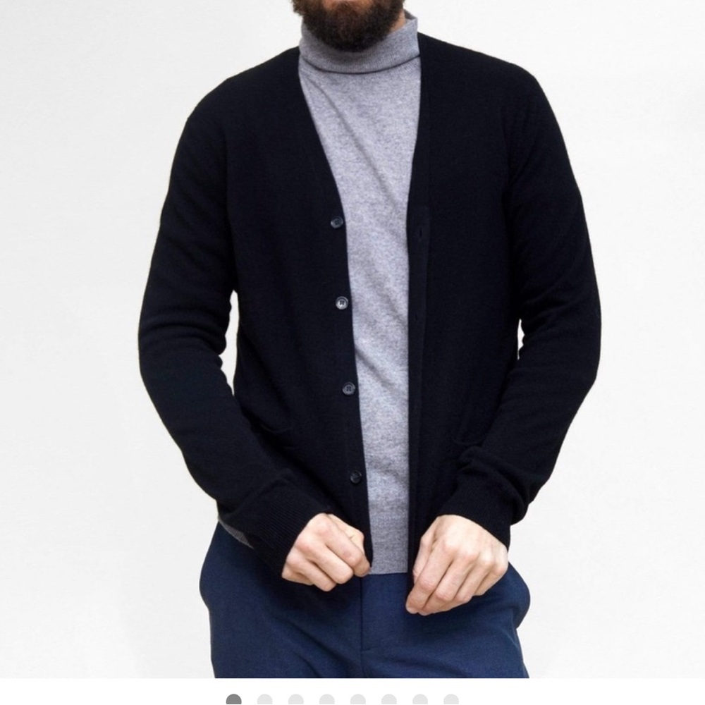calibrate black cotton cashmere cardigan sweater size medium